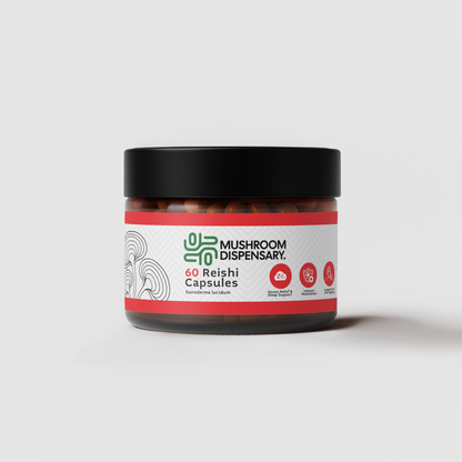 Reishi Capsules jar, 60 capsules, front label