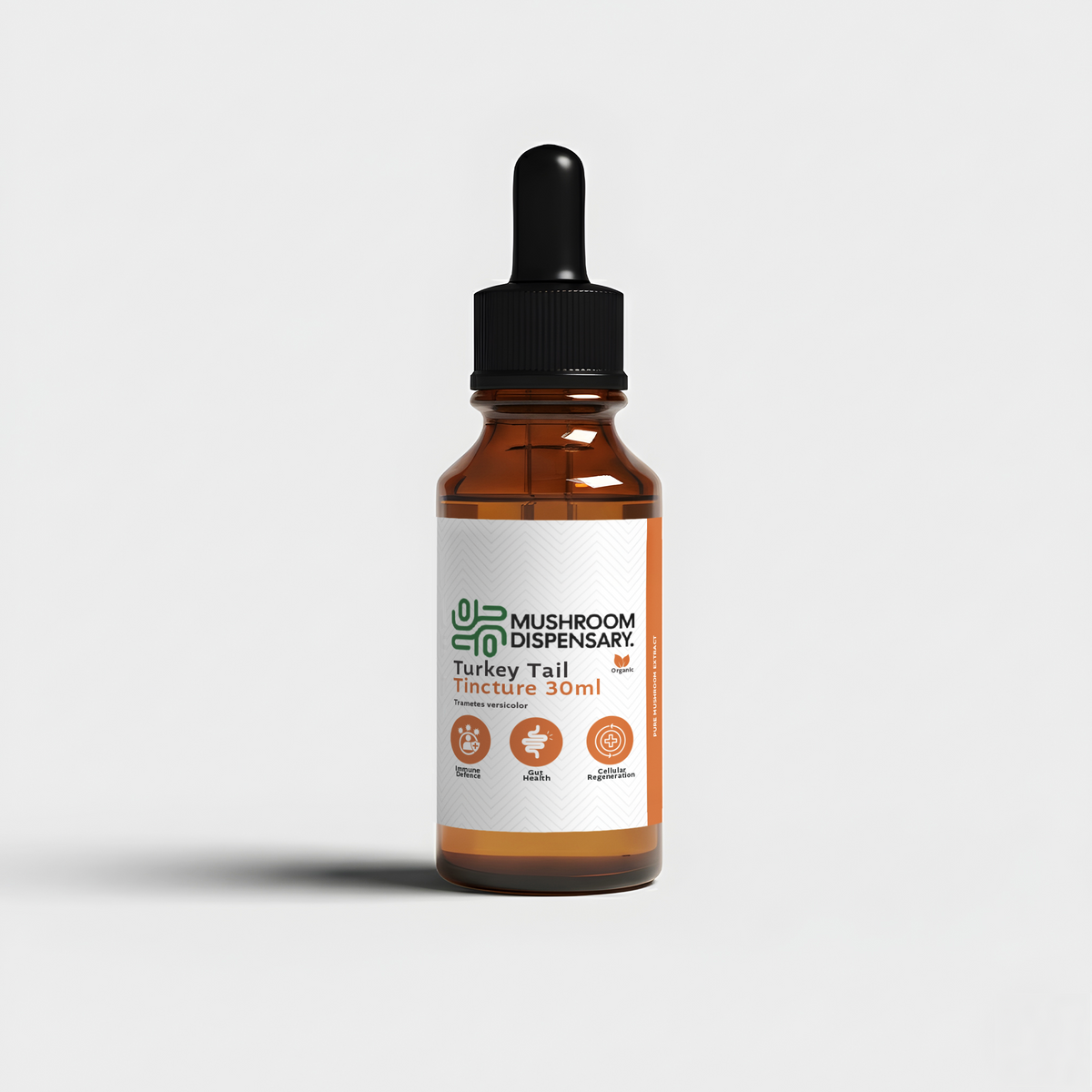 Turkey Tail Tincture 30ml amber glass dropper bottle, front label